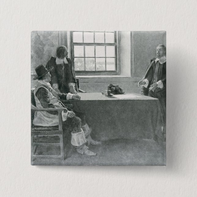 Badge Carré 5 Cm Monsieur William Berkeley Surrendering (Devant)