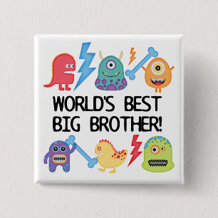 Badge Carré 5 Cm Monsters World's Best Big Brother