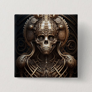 Badge Carré 5 Cm Monstre crâne Squelette Horreur