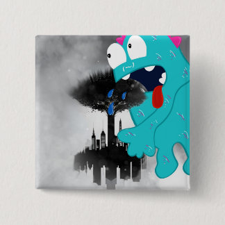 Badge Carré 5 Cm Monstre de pollution Acwpin