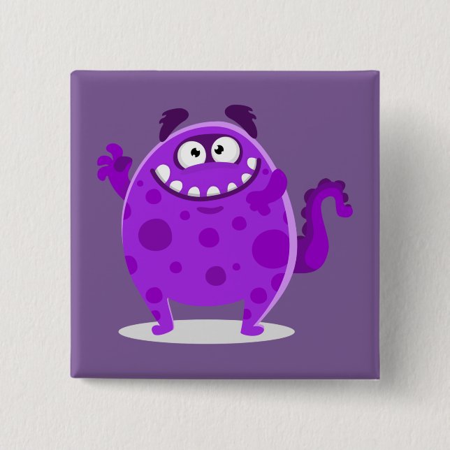 Badge Carré 5 Cm Monstre pourpre adorable (Devant)