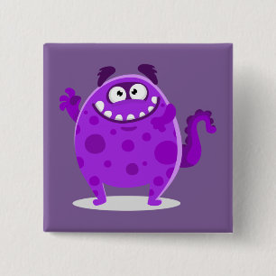 Badge Carré 5 Cm Monstre Violet Adorable