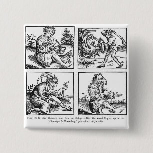 Badge Carré 5 Cm Monstres soutenus du déluge