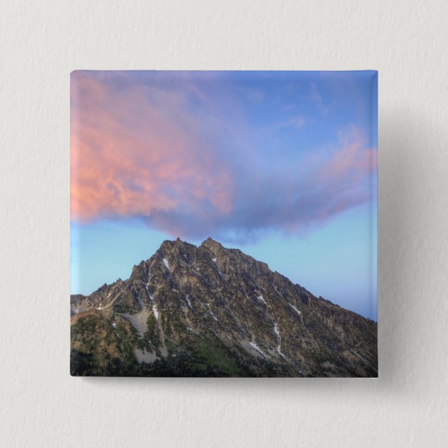 Badge Carré 5 Cm Mont Stuart, au coucher du soleil (Devant)