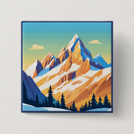 Badge Carré 5 Cm Montagnes majestueuses