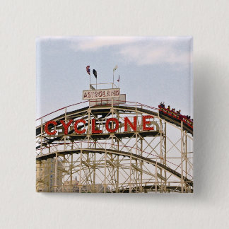 Badge Carré 5 Cm Montagnes russes de cyclone - Coney Island, bouton