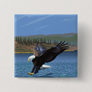 Badge Carré 5 Cm Montana — Big Sky PaysAigle de plongée
