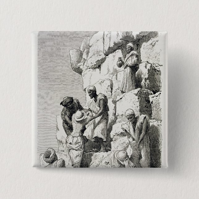 Badge Carré 5 Cm Montée de la grande pyramide, 19ème siècle (Devant)