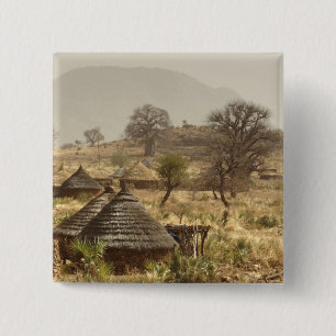 Badge Carré 5 Cm Monts Nuba, village de Nugera