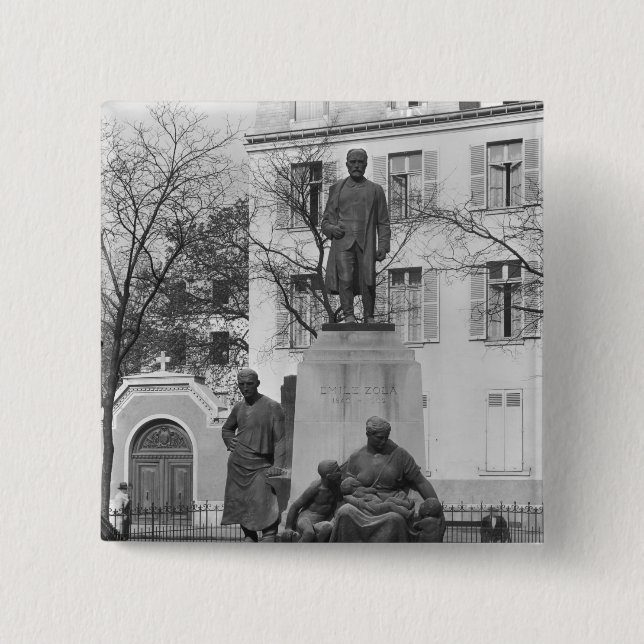 Badge Carré 5 Cm Monument à Emile Zola (Devant)