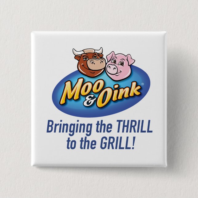 Badge Carré 5 Cm Moo & Oink "Thrill to the Grill" Button (Devant)