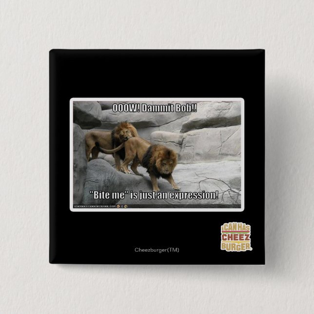 Badge Carré 5 Cm Mordez-moi est juste une expression ! (Devant)