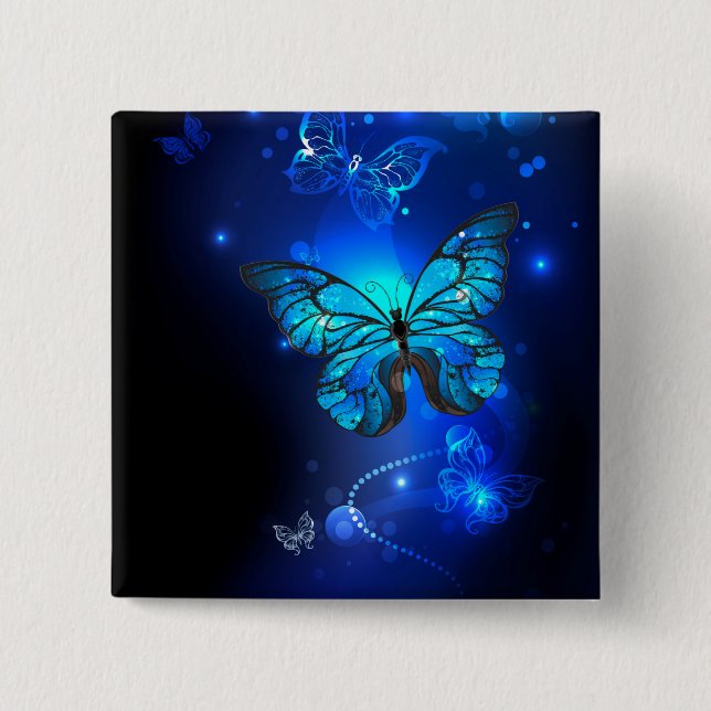 Badge Carré 5 Cm Morpho Butterfly in the Dark Background (Devant)