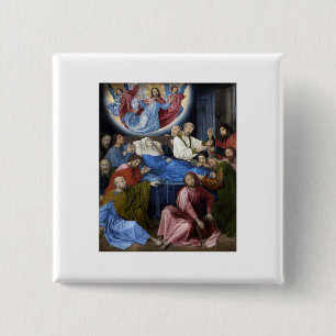 Badge Carré 5 Cm Mort de la Vierge - Hugo van der Goes - c1475.jp