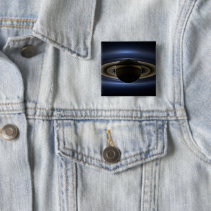 Badge Carré 5 Cm Mosaïque Du Système Saturne Rétro-Éclairé Par Le S