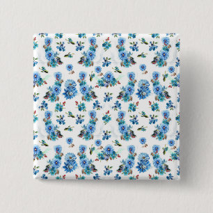 Badge Carré 5 Cm Motif à coulisse bleu aquarelle de maïs