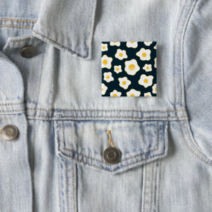 Badge Carré 5 Cm Motif à fleurs aux oeufs frits mignons