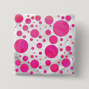 Badge Carré 5 Cm Motif à point de la passion rose