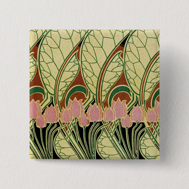 Badge Carré 5 Cm Motif Art Nouveau #1 (Devant)