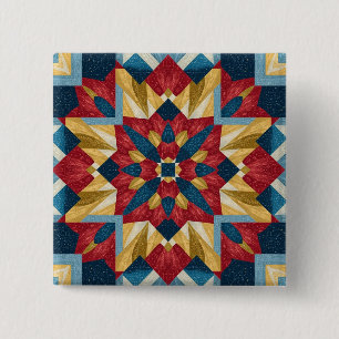 Badge Carré 5 Cm motif d'art de bloc de patchwork géométrique vinta