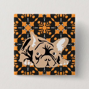Badge Carré 5 Cm Motif de Bouledogue Français