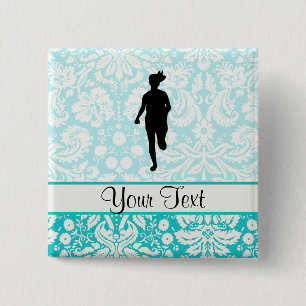 Badge Carré 5 Cm Motif de damassé ; Fonctionnement de fille