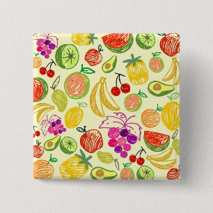 Badge Carré 5 Cm Motif de fruits