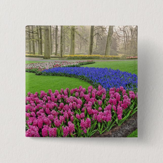 Badge Carré 5 Cm Motif de jacinthe des vignes, tulipes et 2 (Devant)