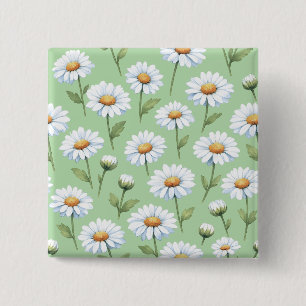 Badge Carré 5 Cm Motif de pâquerettes printanières