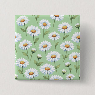 Badge Carré 5 Cm Motif de pâquerettes printanières