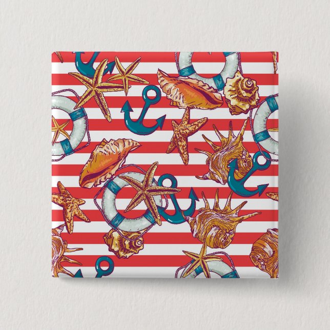 Badge Carré 5 Cm Motif de plage branché (Devant)