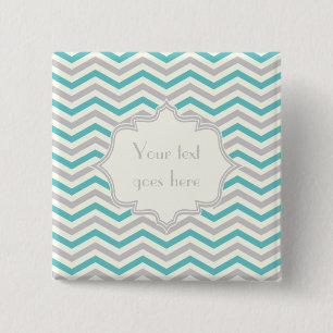 Badge Carré 5 Cm Motif moderne turquoise, gris, ivoire