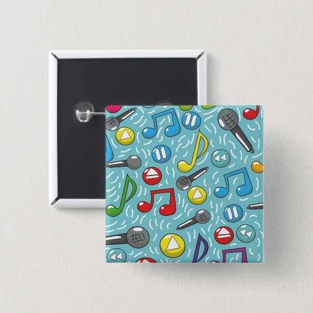 Badge Carré 5 Cm Motif musical (Devant & derrière)