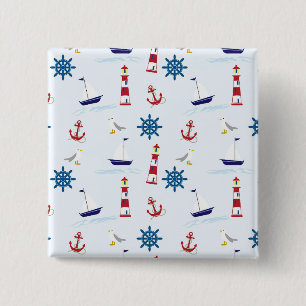 Badge Carré 5 Cm Motif nautique