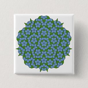 Badge Carré 5 Cm Motif Rhombus Penrose vert et bleu