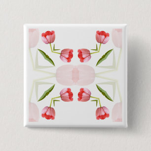 Badge Carré 5 Cm Motif rose de kaléidoscope de tulipe