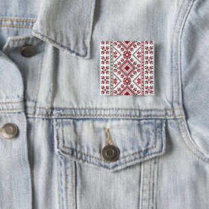 Badge Carré 5 Cm Motif traditionnel, Motif traditionnel roumain T-S