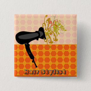 Badge Carré 5 Cm Motif vintage de rétro salon chéri de coiffeur