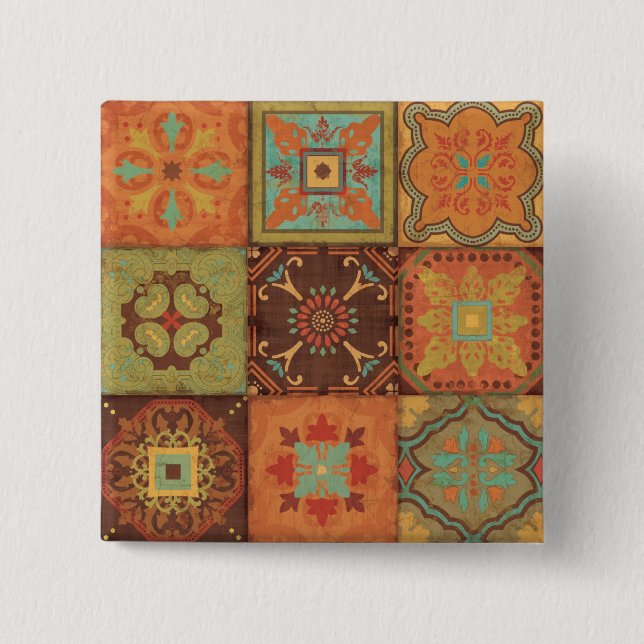 Badge Carré 5 Cm Motifs indiens (Devant)