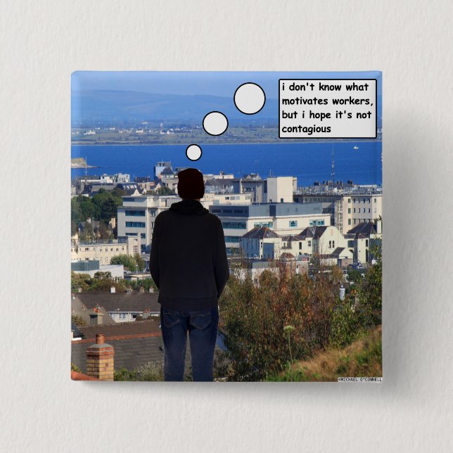 Badge Carré 5 Cm Motiver les travailleurs (Devant)