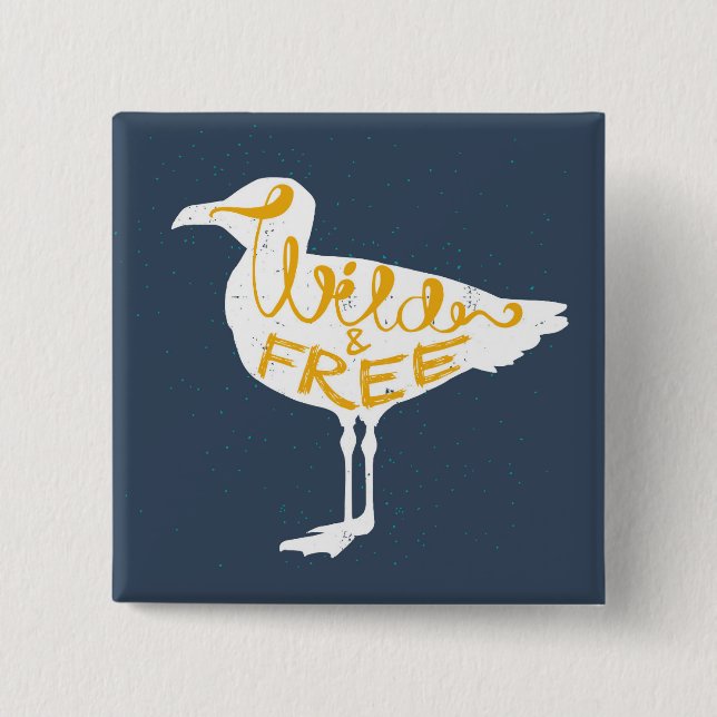 Badge Carré 5 Cm Mouette | sauvage et libre (Devant)