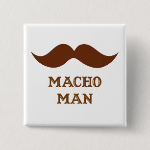 Badge Carré 5 Cm Moustache macho drôle d'homme