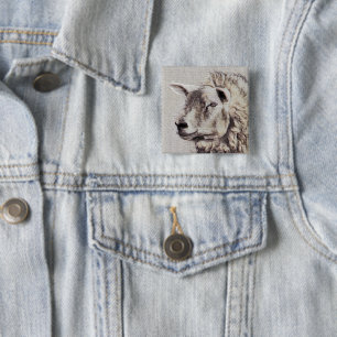 BADGE CARRÉ 5 CM MOUTON  