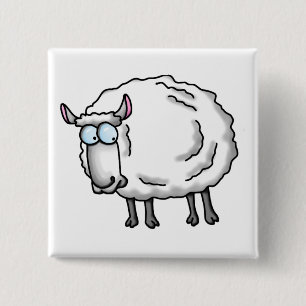 Badge Carré 5 Cm mouton blanc