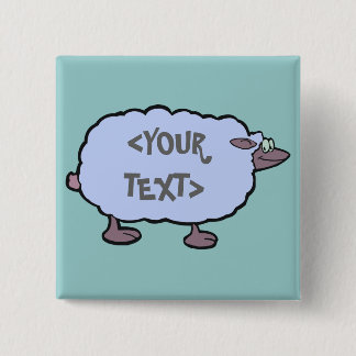 Badge Carré 5 Cm Mouton bleu,<YOUR TEXT>