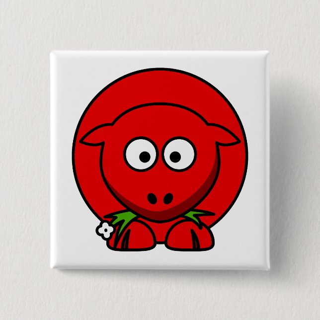 Badge Carré 5 Cm Mouton rouge (Devant)