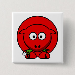 Badge Carré 5 Cm Mouton rouge
