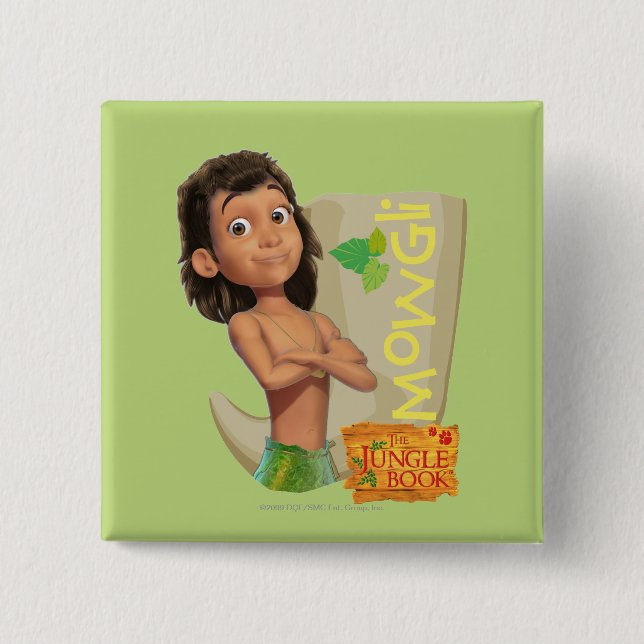Badge Carré 5 Cm Mowgli 1 (Devant)