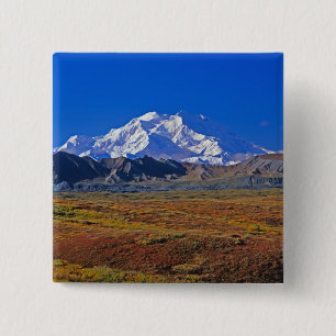 Badge Carré 5 Cm Mt. Parc national McKinley Denali, Alaska.