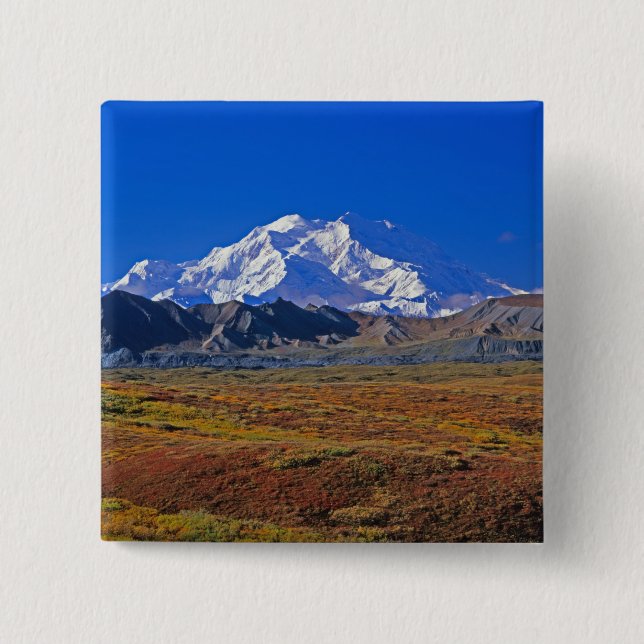 Badge Carré 5 Cm Mt. Parc national McKinley Denali, Alaska. (Devant)